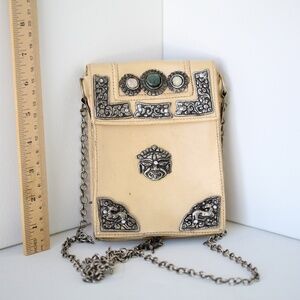 Pale pink with Jewels and Metal Crossbody Purse Vintage